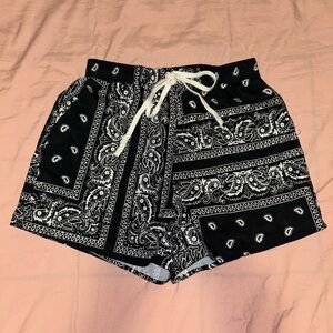 SHEIN Black and White Bandana Print Shorts
